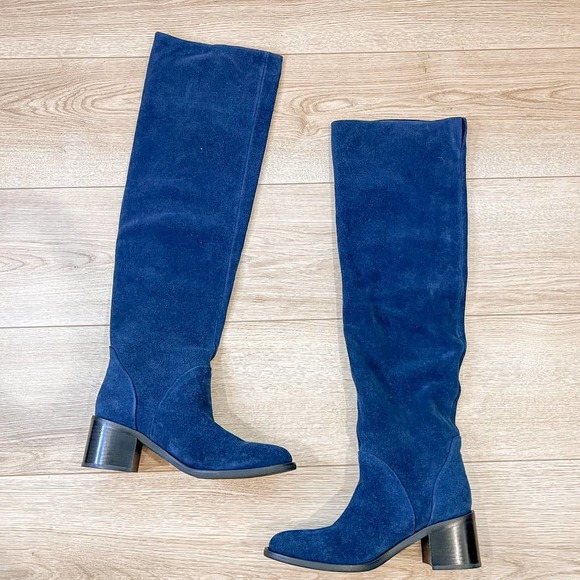 Jeffrey Campbell Shoes - NWOB Jeffrey Campbell Blue Suede Ryding Over the Knee Boot 7